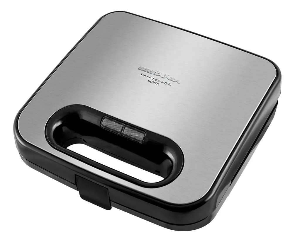 Sanduicheira E Grill Britânia BGR16 2 Em 1 Redstone 750w Cor Preto com Prata