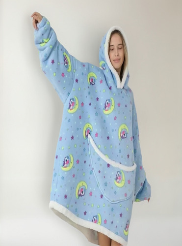 Polerones Felpa Con Capucha Manta Polar Bata Frazada Multico