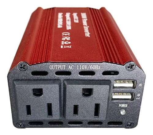 Inversor De Corriente De 300w Dc 12v A Ca 110v 2 Tomas 2usb