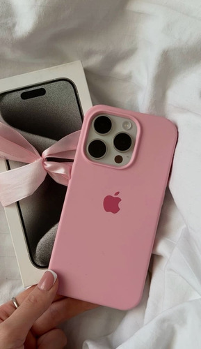 Funda Iphone 15 Pro Max Silicona +vidrio Templado De Regalo! Rosa Lisa