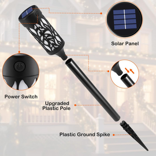 12 Luces Solares Al Aire Libre Impermeables, Antorchas Tiki