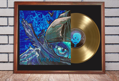 Los Piojos Azul Tapa Lp Y Disco De Oro En Cuadro Para Colgar Estándar
