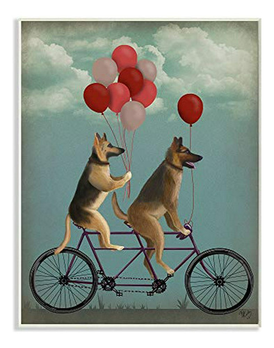 Stupell Industries German Shepard Dogs En Bicicleta Con Glob