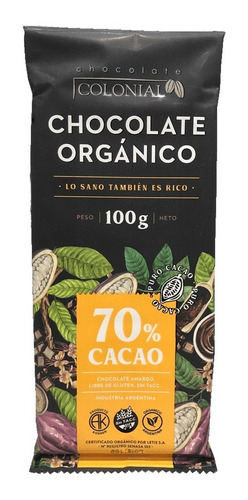 Chocolate Orgánico 70% - Colonial - 100g