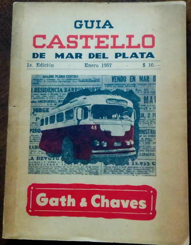 1957 Mar Del Plata Guía De Turismo Castello Vintage Escasa