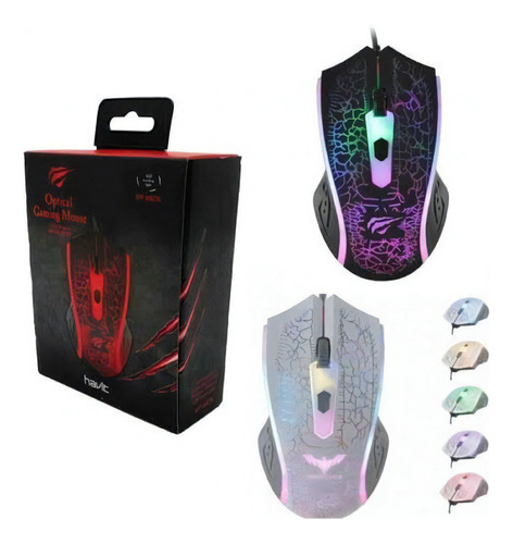 Mouse Gamer Havit Ms736 Blanco Y Negro Usb