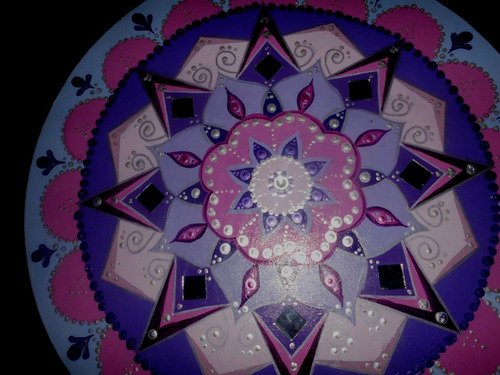 Cuadros Mandalas Pintados A Mano Con Piedras / 40cm Diametro