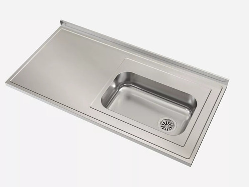 Mesada Johnson Acero 120 Bacha Simple + Secaplatos + Tabla Plateado