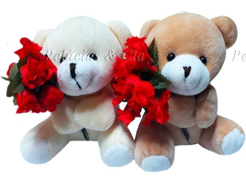 Mini Urso Com Buquê De Flores 12cm - O Preço É A Unidade 