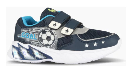 Zapatillas Footy Linea Pop Futbol Azul Con Luces Al Pisar