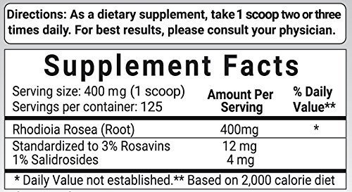 Pura Orgánica Rhodiola Rosea En Polvo, 50 Gramos, Súper Extr