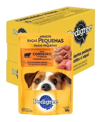 Caixa 18 Sachê Ração Úmida Pedigree Adulto Cães Peq Cordeiro