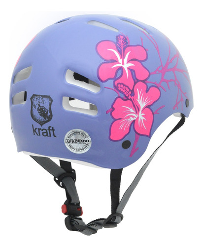 Capacete Kraft Bike Flor Lilás P Skate Patins Nbr16175