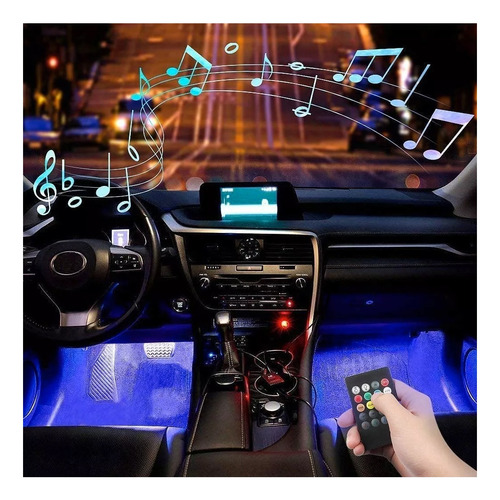 Tira Led Rgb Atmosfera 4 En 1 Luces Neón Auto Interior