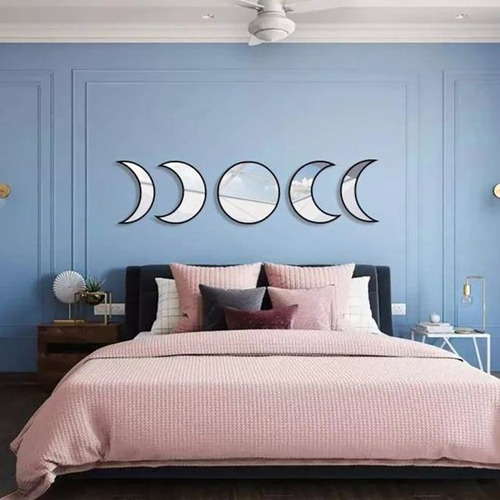 Estilo Nórdico Espelho Decorativo De Madeira Fase Lua Mirro1