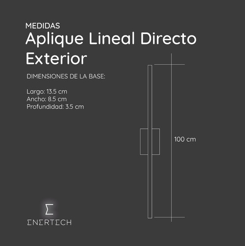 Aplique Exterior Lineal 100 Cm Iluminación Led Enertech Negro / Luz Cálida