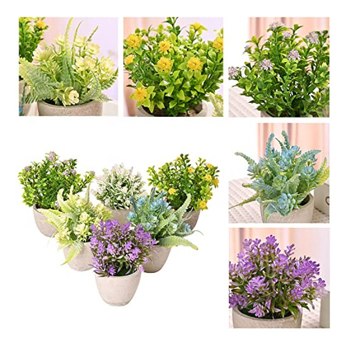 Conjunto De 6 Arreglos De Flores Artificiales En Maceta, Flo