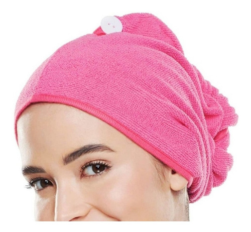 Prática Toalha Touca P/ Secar O Cabelo Com Elástico E Botão