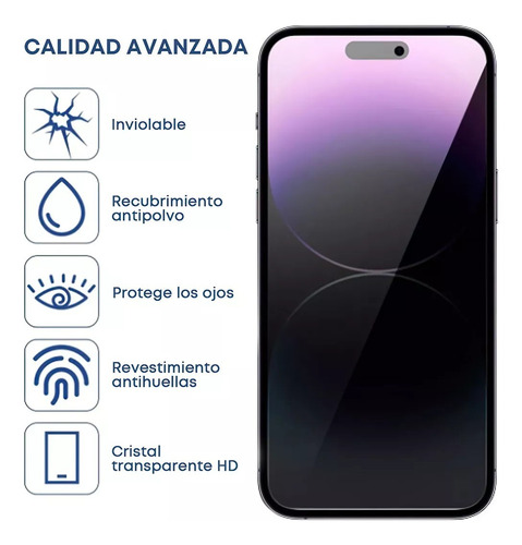 Mica Privacidad Cristal Templado 9d Para Iphone 14 Pro Max