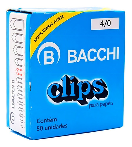 Clips 4/0 Galvanizado 50 Un Bacchi Cor Cinza