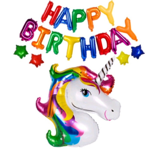 Frase Happy Birthday/unicornio Grande Promocion!!