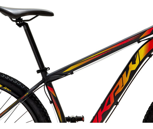 Bicicleta Aro 29 Krw Alumínio 21vel Freio Disco Suspensão S3 Cor Preto/Amarelo e Vermelho