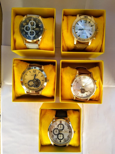 Kit C/10 Relógios Masculinos Dourado  Couro Atacado Revenda