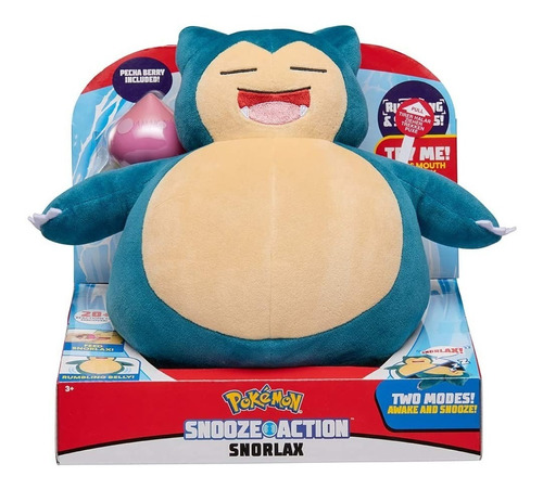 Snorlax Peluche Pokémon Snooze Action Interactivo 25 Cm