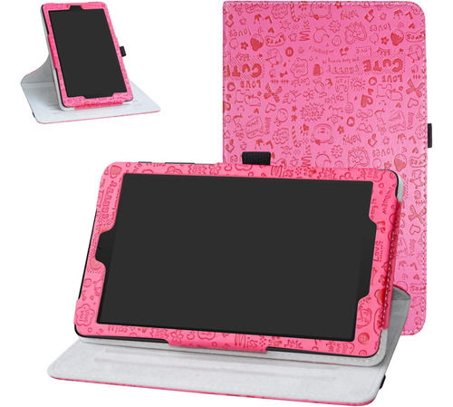 Funda De Cuero Para T-mobile Alcatel Joy Tab 8 ' (rojo/rosa)