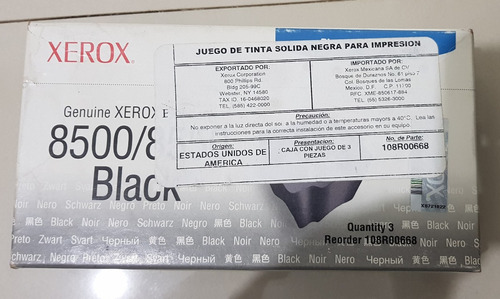 Tinta Sólida Xerox 108r00668 Negro, 3 Barras, 3000 Páginas