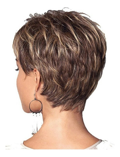 Peluca De Mujer Cabello Corto Y Rizado Moda Natural