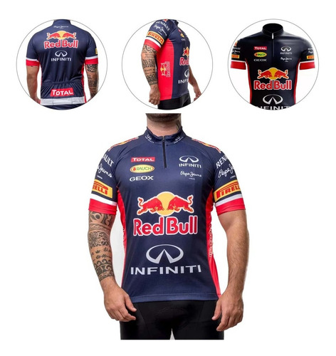 Camisa Scape Red Bull Ciclismo Tradicional Com Proteçao Uv