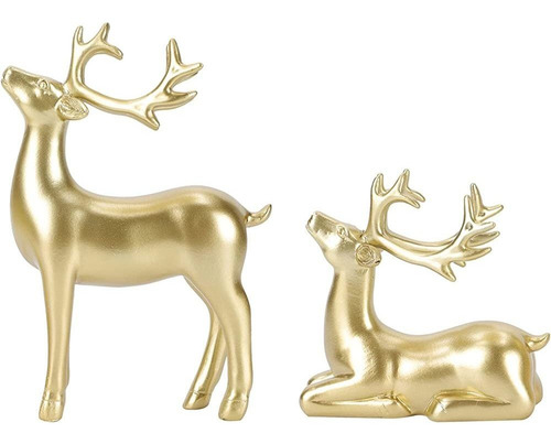 Angoily 2pcs Navidad Reno Resina Figuritas Figuras De Ciervo