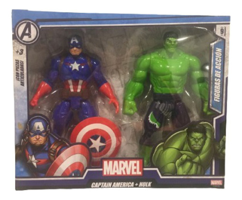 Marvel Figuras Articuladas 9  Capitan America Y Hulk