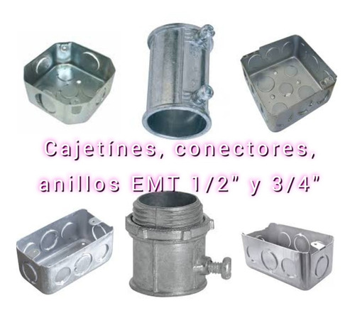 Cajetin Anillos Conector Emt Metálico 4x2 4x4 Octogonal 3/4