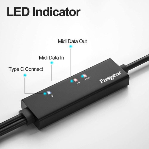 Cable Midi Usb C Con Adaptador Tipo C A Usb, Cable Midi...