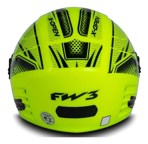 Imagem 5 de 8 de Capacete Aberto Fw3 X Open Neon Amarelo Fluorescente Linhas