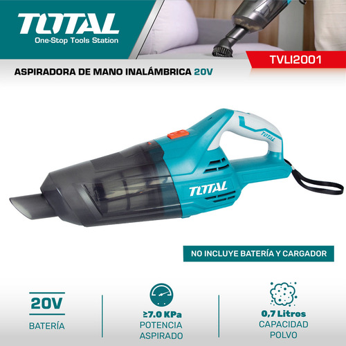 Aspiradora De Mano Inalámbrica 20v 0.7 Lts Total Tvli2001