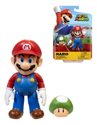 Super Mario Figura Mario Bros 10 Cm Con Hongo Jakks