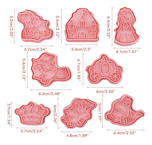 Cortadores De Galletas 3d, 8 Unidades, Dibujos Animados De D