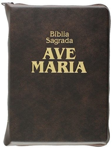 Libro Bíblia Zíper Média Marrom De Vvaa Ave Maria