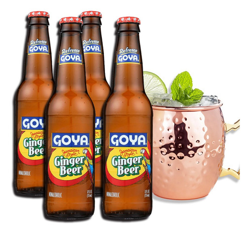 Refresco Goyá Refresco jengibre en botella vidrio 355 ml pack x 4