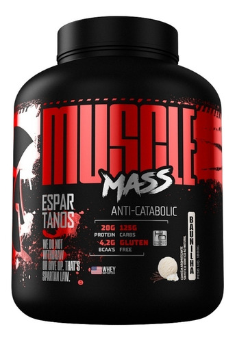 Suplemento em pó Espartanos  Anti-catabolic Muscle Mass carboidratos Muscle Mass sabor  baunilha em pote de 1800g