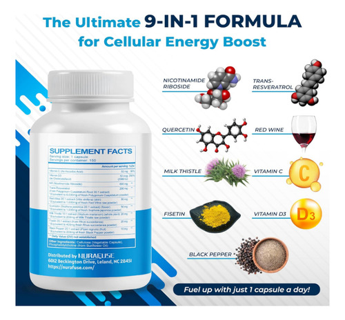 Nurafuse Liposomal Nad+ 6000mg Cap 150 Capsula