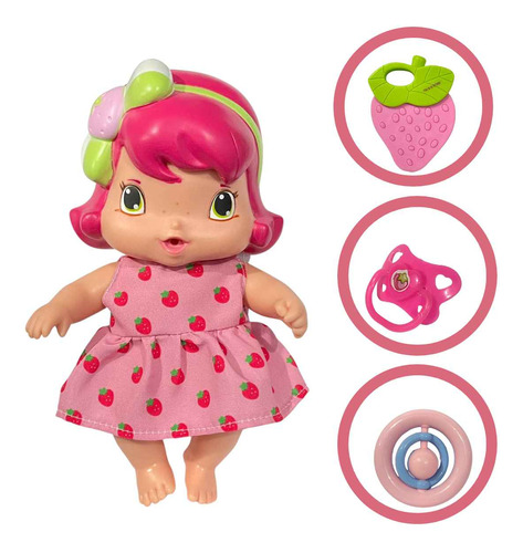 Boneca Moranguinho Com Acessorios Morango Baby 20 Cm