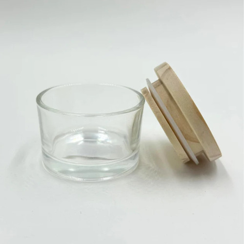 Frasco De Vidrio Circular Con Tapa De Bambú 36 Ml