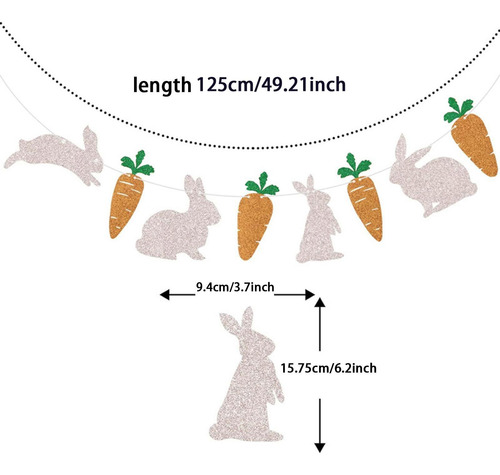 Pascua De Bunny Y Zanahoria De Zanahoria Bunting Garland