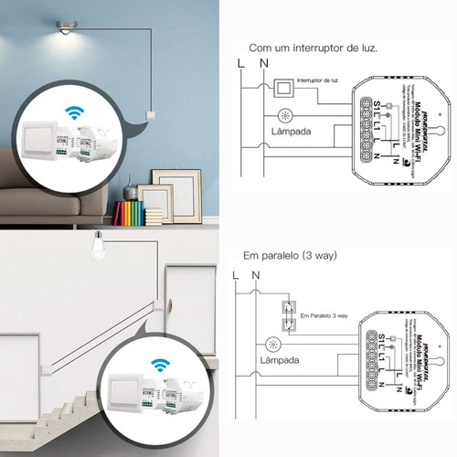 Imagem 3 de 5 de Módulo Mini Inteligente Nova Digital Ms104 Wi-fi Tuya