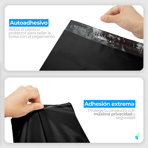 Bolsas Ecommerce 40x50 Calidad Superior Con Adhesivo X100 Color Negro Liso