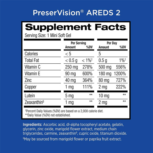 Preservision Areds 2 - Suplemento Vitamínico Para Los Ojos Sin Sabor